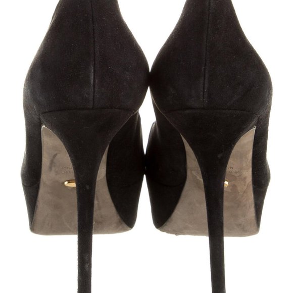 USED SERGIO ROSSI BLACK SUEDE HEELS SHOES SIZE 40 SZ US 10 9.5 - Picture 2 of 5